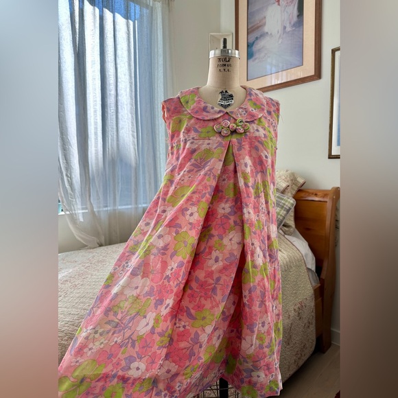 Handmade Dresses & Skirts - Vintage Handmade 1960s Babydoll Floral Mini Tent Dress- size S